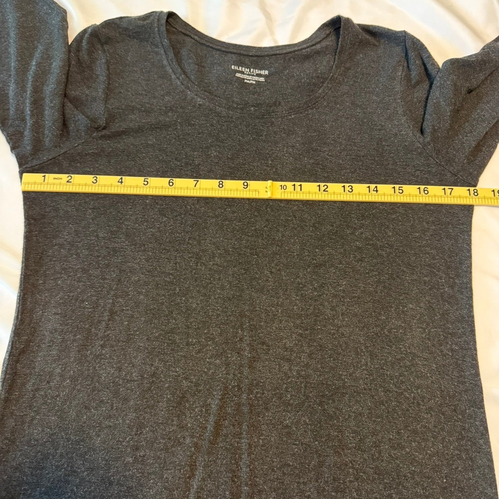 Eileen Fisher Petite Charcoal Black Viscose Jersey Scoop Neck Top PM Long Sleeve - Picture 5 of 8